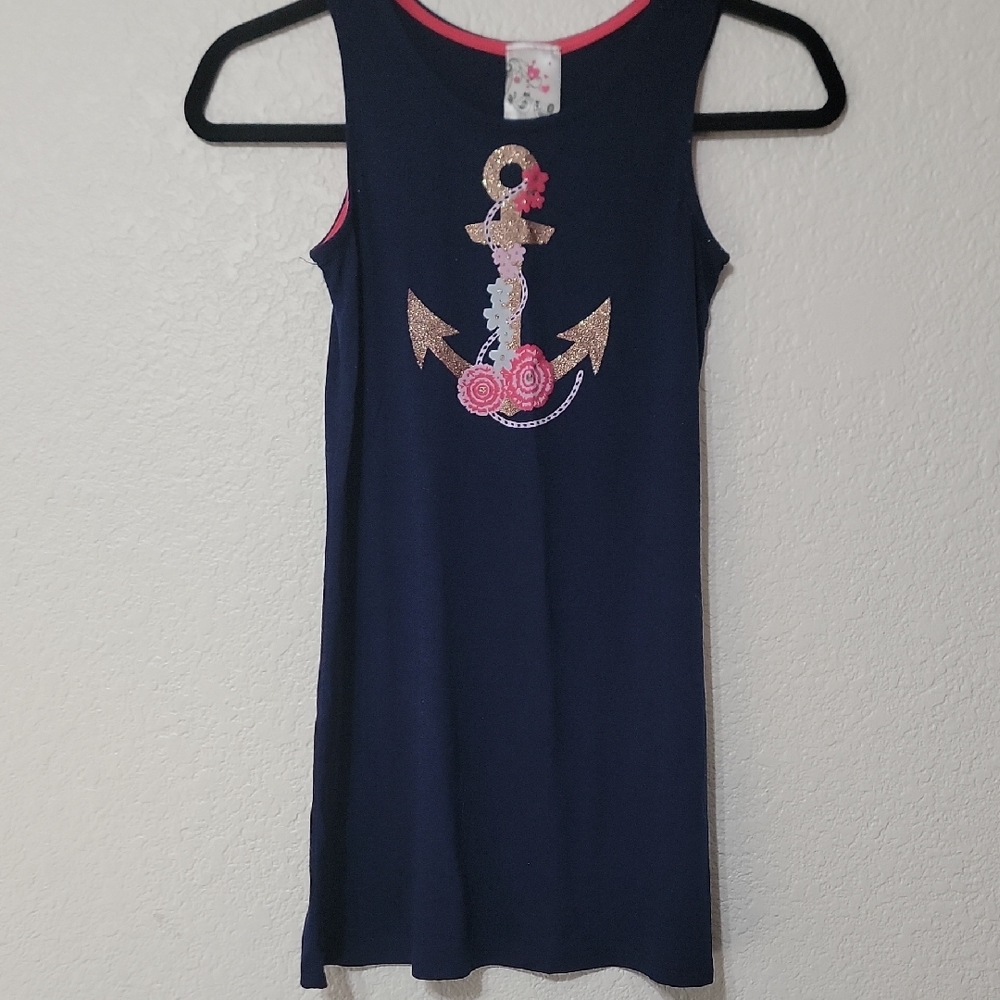 Navy Blue Anchor Dress for Kids